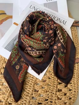 Retro Paisley Old Money Style 30% Silk 70% Wool Double Sided Scarf Shawl Neck Warmer Small Square Towel Multifunctional Winte...
