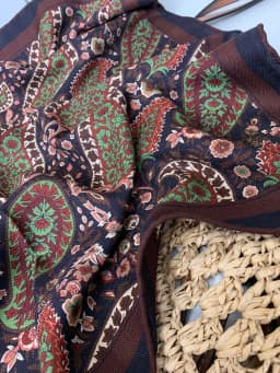 Retro Paisley Old Money Style 30% Silk 70% Wool Double Sided Scarf Shawl Neck Warmer Small Square Towel Multifunctional Winte...