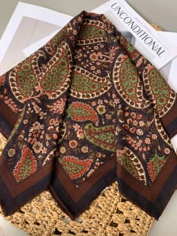 Retro Paisley Old Money Style 30% Silk 70% Wool Double Sided Scarf Shawl Neck Warmer Small Square Towel Multifunctional Winte...