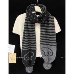 Hugyourskin Autumn Winter Korean Style Polka Dot Knitted Scarf Women's Y2K Warm Neck Warmer Trendy Stripe Pattern Scarf
