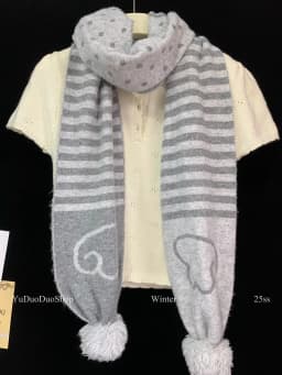 Hugyourskin Autumn Winter Korean Style Polka Dot Knitted Scarf Women's Y2K Warm Neck Warmer Trendy Stripe Pattern Scarf