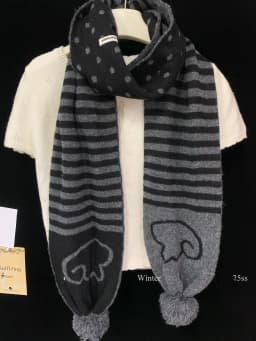 Hugyourskin Autumn Winter Korean Style Polka Dot Knitted Scarf Women's Y2K Warm Neck Warmer Trendy Stripe Pattern Scarf
