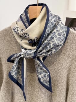 Silk Velvet Printed Scarf Women's Versatile Long Stripe Elegance Carriage Neck Protection Thin Style Spring Autumn Scarf Shawl