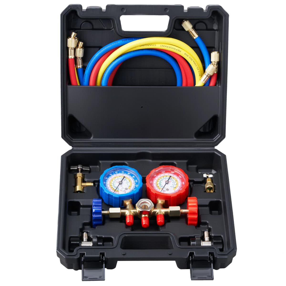 SucceBuy AC Gauge Set 3 Way AC Manifold Gauge Set for R134A/ R22/R12/R502 Refrigerant Works on Car Freon Charging and Evacuation