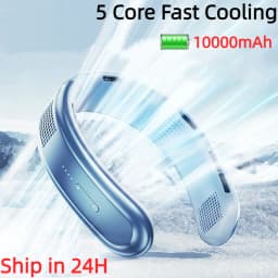 New Portable Neck Fan Rechargeable Mini Neck Cooler 3 Speeds Cooling Wind 10000mAh Electric Ventilador for Home Camping Outdoor
