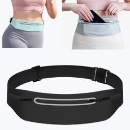 Ultra Slim Running Belt Bag 3 Pocket Reflective Water Resistant Waist Pack Adjustable Sports Phone Holder for Men Women