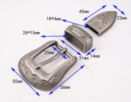 Vintage Western Cowboy Style Leathercraft Belt Buckle Set 3-Piece Flower Engraved Metal Set for 1" Leather Straps
