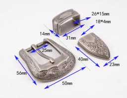 Vintage Western Cowboy Style Leathercraft Belt Buckle Set 3-Piece Flower Engraved Metal Set for 1" Leather Straps