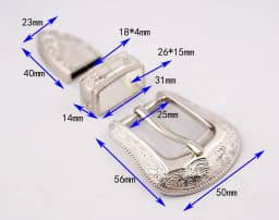 Vintage Western Cowboy Style Leathercraft Belt Buckle Set 3-Piece Flower Engraved Metal Set for 1" Leather Straps