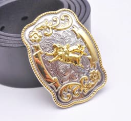 69*50MM Inner 40MM ROCK BULL RIDE RODEO COWBOY TEXAS WESTERN SHINE BELT BUCKLE