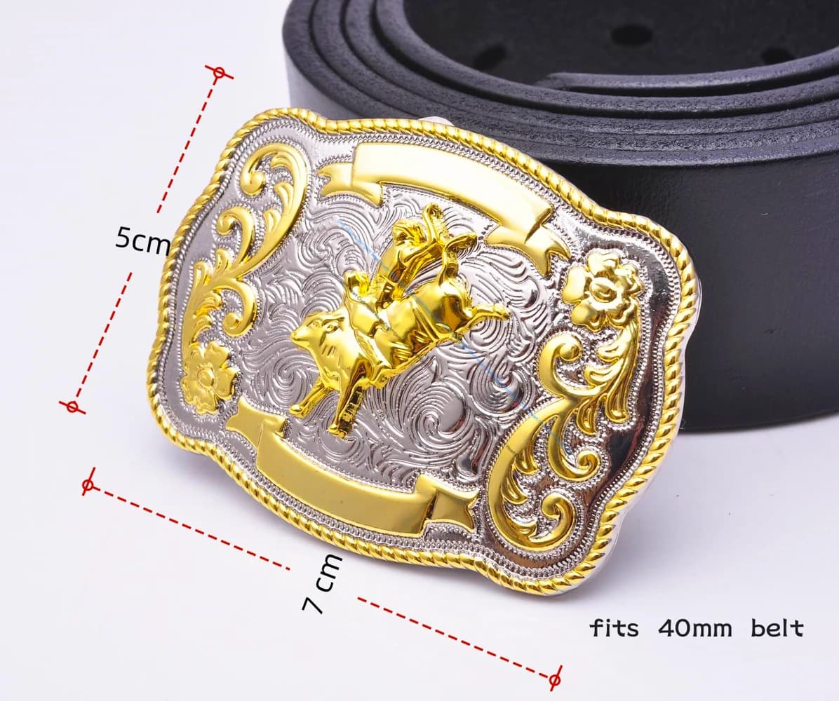 69*50MM Inner 40MM ROCK BULL RIDE RODEO COWBOY TEXAS WESTERN SHINE BELT BUCKLE