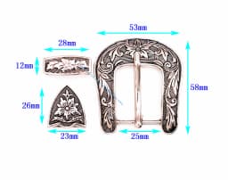 1 inch Western Cowboy Cowgirl Ranger Rodeo 3 PCS Set Belt Buckle Floral Engraved Jeans Belt Buckle Replacement