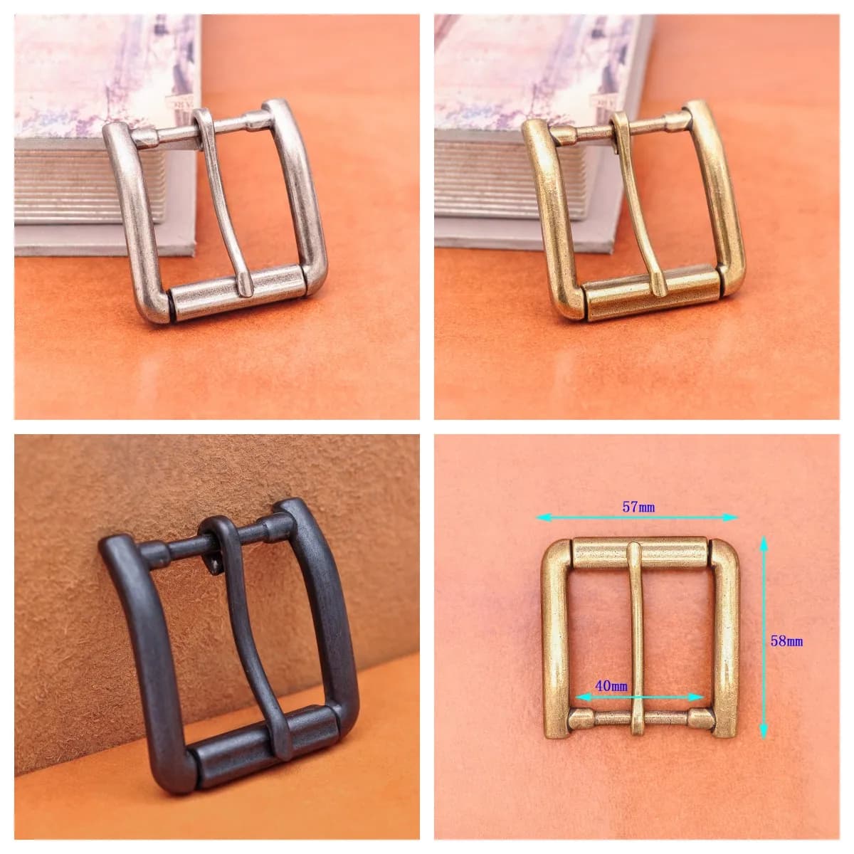 40MM Heavy Duty Men Antiqued Silver Metal Cowboy Single Prong End Bar Buckle Heel Bar Roller Leathercraft Belt Buckle