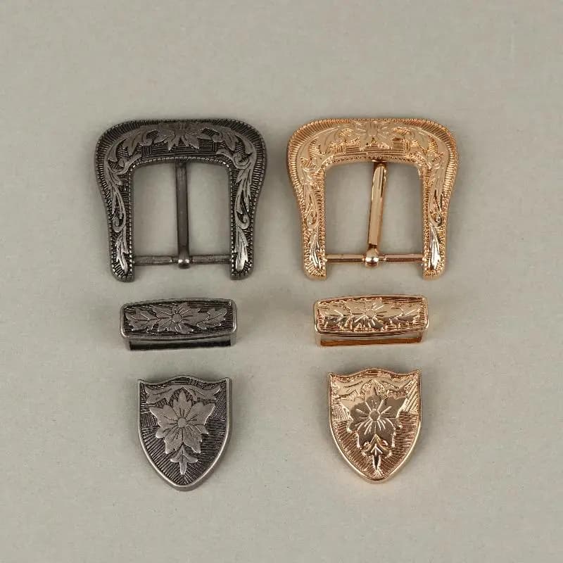 1/2Sets Vintage European & American Style Metal Belt Buckle Floral Engraved Pin Buckle Classic Retro Waistband Clasp​