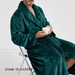 Winter Thicken Flannel Long Robe Couple Sleepwear Kimono Bathrobe Gown Loose Casual Male Homewear Nightwear Coral Fleece Pajama