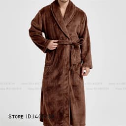 Winter Thicken Flannel Long Robe Couple Sleepwear Kimono Bathrobe Gown Loose Casual Male Homewear Nightwear Coral Fleece Pajama
