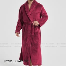Winter Thicken Flannel Long Robe Couple Sleepwear Kimono Bathrobe Gown Loose Casual Male Homewear Nightwear Coral Fleece Pajama