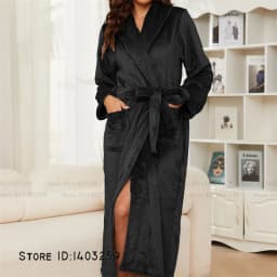 Winter Thicken Flannel Long Robe Couple Sleepwear Kimono Bathrobe Gown Loose Casual Male Homewear Nightwear Coral Fleece Pajama
