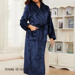 Winter Thicken Flannel Long Robe Couple Sleepwear Kimono Bathrobe Gown Loose Casual Male Homewear Nightwear Coral Fleece Pajama