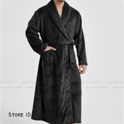 Winter Thicken Flannel Long Robe Couple Sleepwear Kimono Bathrobe Gown Loose Casual Male Homewear Nightwear Coral Fleece Pajama