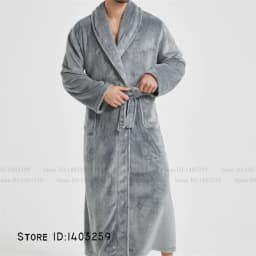 Winter Thicken Flannel Long Robe Couple Sleepwear Kimono Bathrobe Gown Loose Casual Male Homewear Nightwear Coral Fleece Pajama