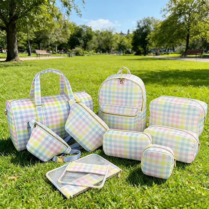New Large Size Rainbow Plaid Fanny Pack Chest Pack Toiletry Storage Pouch Grid Outdoor Fanny Pack Travel Wash Cosmetic Bag Gift
