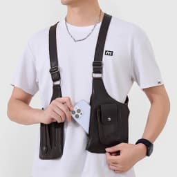 Genuine Leather Men Vest Bag Waist Packs High Quality Cowhide Leather Men Shoulder Bag Backpack Soft Leather Tactical Men Bag
