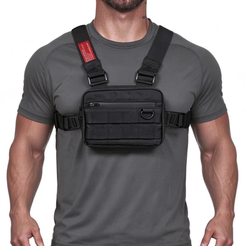 Men Sports Chest Pack Outdoor Cycling Bag Unisex Hiking Marathon Chest Rig Bag Storage Pocket Lightweight Running Vest Backpacks