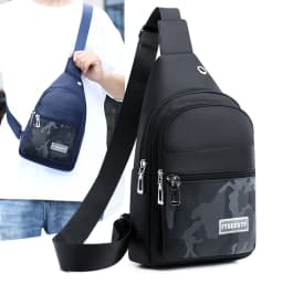 Afashion Men's Canvas Chest Bag Large Capacity Casual Shoulder Bag Crossbody Phone Bag Sports Bag Travel Bag Soft Nylon Fabric