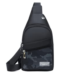 Afashion Men's Canvas Chest Bag Large Capacity Casual Shoulder Bag Crossbody Phone Bag Sports Bag Travel Bag Soft Nylon Fabric