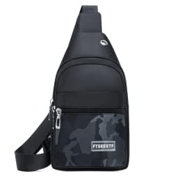 Afashion Men's Canvas Chest Bag Large Capacity Casual Shoulder Bag Crossbody Phone Bag Sports Bag Travel Bag Soft Nylon Fabric