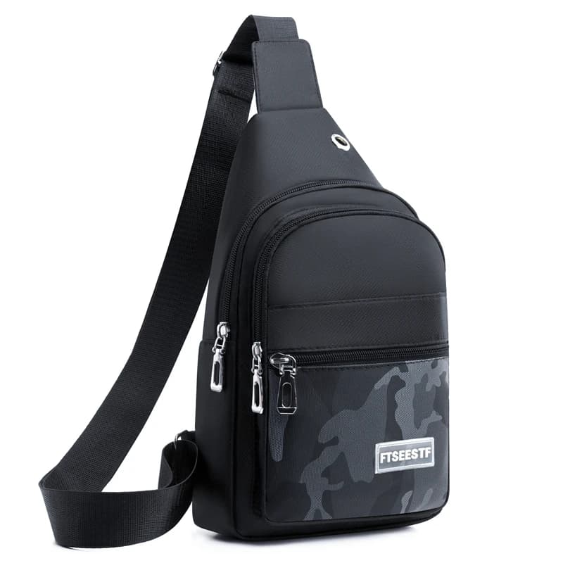 Afashion Men's Canvas Chest Bag Large Capacity Casual Shoulder Bag Crossbody Phone Bag Sports Bag Travel Bag Soft Nylon Fabric