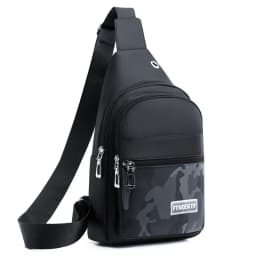 Afashion Men's Canvas Chest Bag Large Capacity Casual Shoulder Bag Crossbody Phone Bag Sports Bag Travel Bag Soft Nylon Fabric