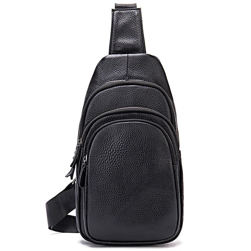 Casual Leather Chest Bag Men's Crossbody Sports Bag Travel Outing Simple Fashion Single Shoulder Satchel Small Size
