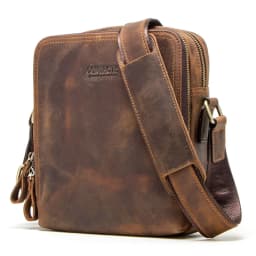 CONTACT'S Vintage Men's Messenger Bag Crazy Horse Genuine Leather Shoulder Bags Brand Design Male Bag High Quality Travel Bolsos