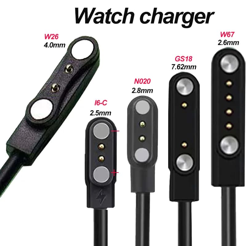 2 Pins 4 Pins Smartwatch Dock Charger Adapter USB Charging Cable Cord for Smart Watch Power Charge Wire Accessories