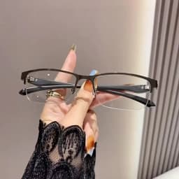 Anti-blue Light Photochromic Far Sight Glasses Business Metal Half Frame Reading Glasses Men High-definition Presbyopia Glasses