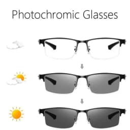 Anti-blue Light Photochromic Far Sight Glasses Business Metal Half Frame Reading Glasses Men High-definition Presbyopia Glasses