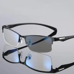 Anti-blue Light Photochromic Far Sight Glasses Business Metal Half Frame Reading Glasses Men High-definition Presbyopia Glasses