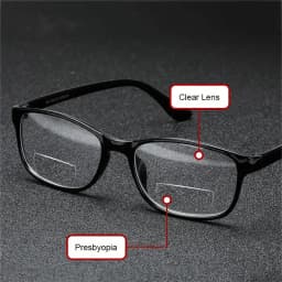 Unisex Square Bifocal Reading Glasses Men Women Vintage Far Near Sighted Eyeglasses Black Frame Clear Lens Presbyopia Eyewear