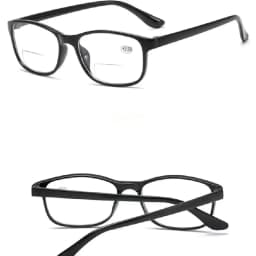 Unisex Square Bifocal Reading Glasses Men Women Vintage Far Near Sighted Eyeglasses Black Frame Clear Lens Presbyopia Eyewear