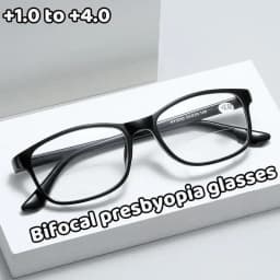 Unisex Square Bifocal Reading Glasses Men Women Vintage Far Near Sighted Eyeglasses Black Frame Clear Lens Presbyopia Eyewear