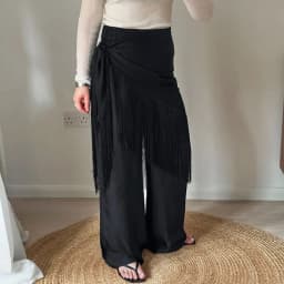 Tassel Wrap Skirt Irregular Cover Up Fringe Lace Up Tie Side Waist Scarf Layered Hip Cover Y2K Streetwear Layering Accessories