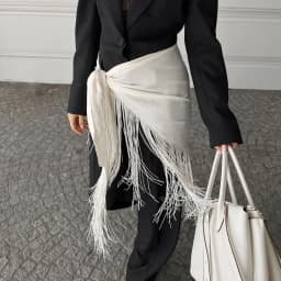 Tassel Wrap Skirt Irregular Cover Up Fringe Lace Up Tie Side Waist Scarf Layered Hip Cover Y2K Streetwear Layering Accessories