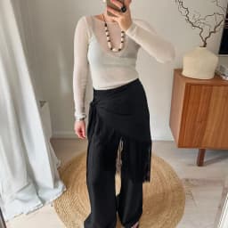 Tassel Wrap Skirt Irregular Cover Up Fringe Lace Up Tie Side Waist Scarf Layered Hip Cover Y2K Streetwear Layering Accessories