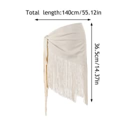 Tassel Wrap Skirt Irregular Cover Up Fringe Lace Up Tie Side Waist Scarf Layered Hip Cover Y2K Streetwear Layering Accessories