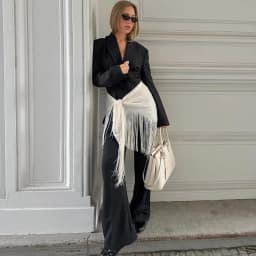 Tassel Wrap Skirt Irregular Cover Up Fringe Lace Up Tie Side Waist Scarf Layered Hip Cover Y2K Streetwear Layering Accessories