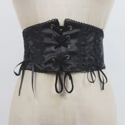Women's Runway Fashion Black Satin Bandage Cummerbunds Female Dress Corsets Waistband Belts Decoration Wide Belt R2784