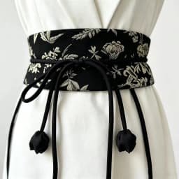 New Chinese Style Floral Jacquard Fabric Obi Belt For Women Self Tie Cincher With Flower Buds For Hanfu Dresses Coats Suits Chic