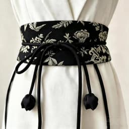 New Chinese Style Floral Jacquard Fabric Obi Belt For Women Self Tie Cincher With Flower Buds For Hanfu Dresses Coats Suits Chic